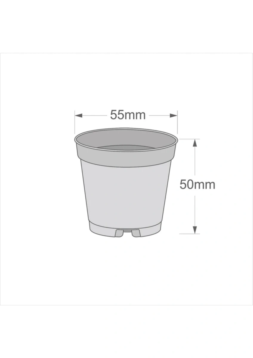 5.5 cm çap ve 5 cm yükseklik saksı ölçü şeması